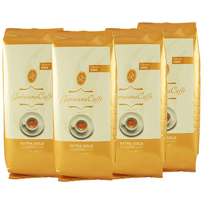Zur Produktseite von Espresso Bohnen ORO Extra Gold von Goriziana, 4 x 250 g Espresso Bohnen ORO Extra Gold von Goriziana, 4 x 250 g