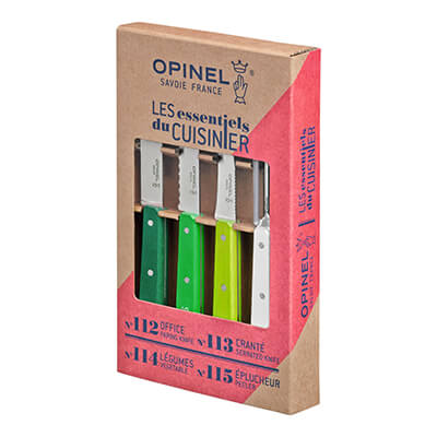 Opinel Primavera Sparschäler- & Messerset 4-teilig, grün & weiß