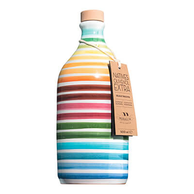 Muraglia Olivenöl nativ extra Peranzana im Krug mit Streifen, 500 ml