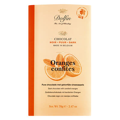 Thumbnail Dolfin Zartbitterschokolade mit Orangenschalen, 70 g