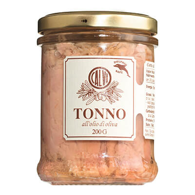 Zur Produktseite von Thunfisch bester Qualität in Olivenöl von Calvi, 200 g Thunfisch bester Qualität in Olivenöl von Calvi, 200 g