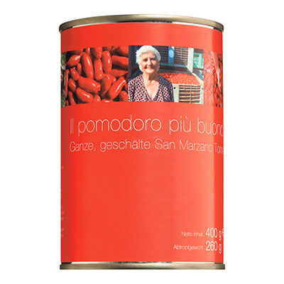 San Marzano Tomaten - handgeerntete, geschälte Top-Qualität, 400 g