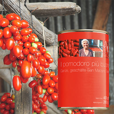 Zur Produktseite von San Marzano Tomaten geschält - handgeerntete Top-Qualität, 400 g San Marzano Tomaten geschält - handgeerntete Top-Qualität, 400 g