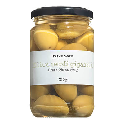 Thumbnail Grüne Oliven - Olive verdi giganti, fleischige Riesenoliven von Primopasto, 310 g
