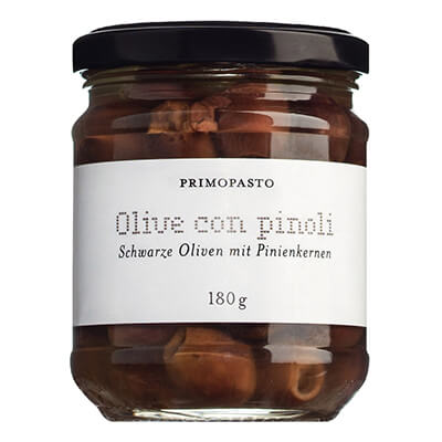 Thumbnail Olive con pinoli - schwarze Oliven mit Pinienkernen, 180 g