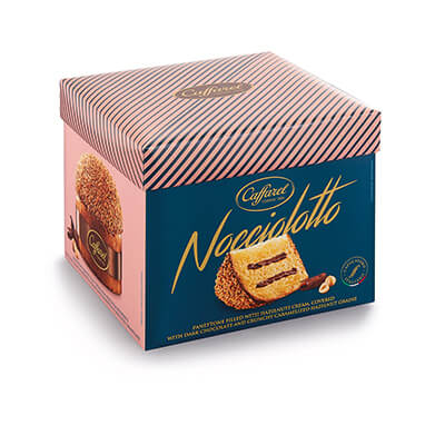 Panettone al nocciolotto - traditioneller Hefekuchen gefüllt mit Haselnußcreme in Geschenkpackung von Caffarel, 750 g