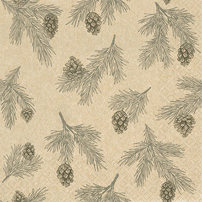 ECO LINE Servietten Pine Cones grey 33x33 cm von Home Fashion
