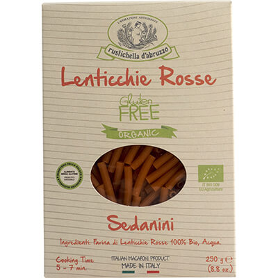 Thumbnail Bio Sedanini di Lenticchie Rosse glutenfrei Nudeln aus roten Linsen von Rustichella, 250 g