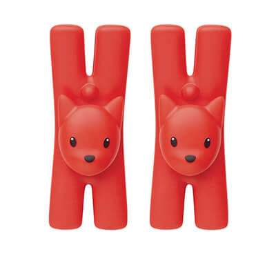 Alessi Lampo - Klammer Katze 2er Set, rot