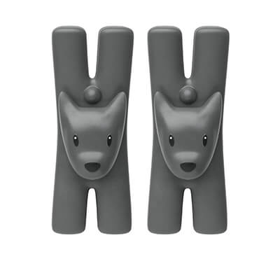 Alessi Giampo - Klammer Hund 2er Set, schwarz