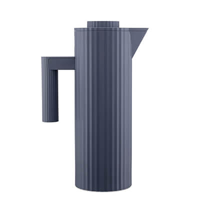 Alessi Plisse Isolierkanne mit doppelwandigen Isolierglas 1 Liter, grau
