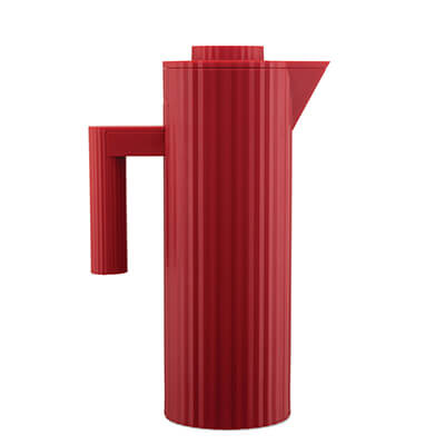 Alessi Plisse Isolierkanne mit doppelwandigen Isolierglas 1 Liter, rot