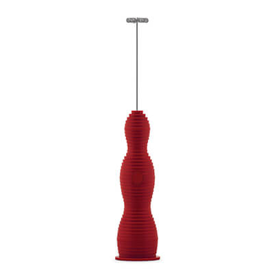 Alessi Pulcina Milchaufschäumer mit Akku - wiederaufladbar per USB, rot