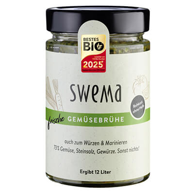Zur Produktseite von SweMa frische Gemüsebrühe Bio 320 g Glas - für 12 Liter SweMa frische Gemüsebrühe Bio 320 g Glas - für 12 Liter