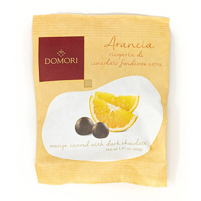 Arancia, Orangenstückchen mit Schokolade von Domori, 40 g