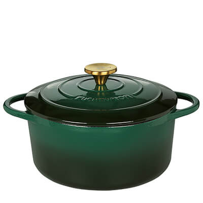 Bratentopf Provence rund mit Gussdeckel racing green, 24 cm von Küchenprofi