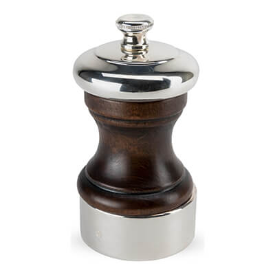 Peugeot Palace manuelle klassische Salzmühle versilbert & Holz poliert, 10 cm