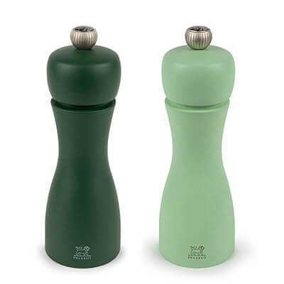 Peugeot Tahiti Duo manuelle Pfeffer- & Salzmühle aus Holz, Wasser - moosgrün & mintgrün, 15 cm