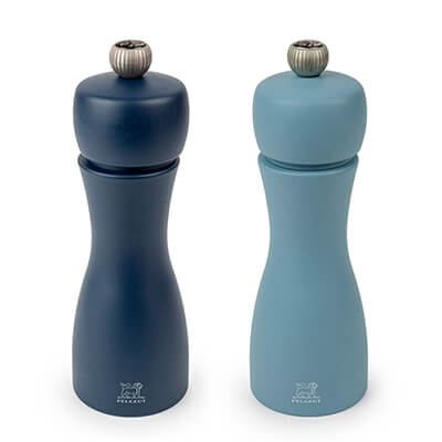 Peugeot Tahiti Duo manuelle Pfeffer- & Salzmühle aus Holz, Luft - nachtblau & azurblau, 15 cm
