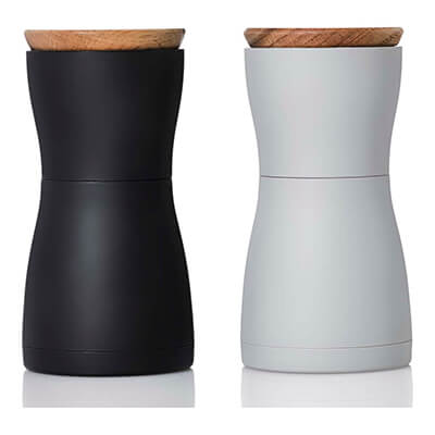 AdHoc Pfeffer- & Salzmühle Set Twin mit CeraCut® Ceramic Mahlwerk aus Eichenholz & Kunststoff black & grey, 13,3 cm