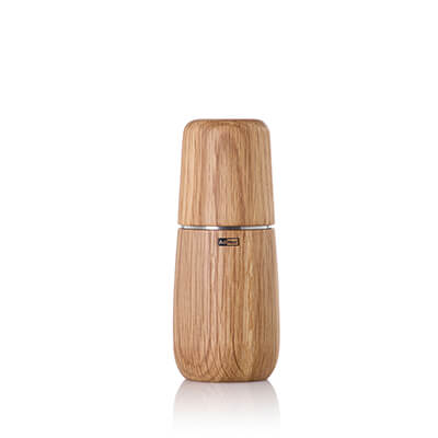 AdHoc Pfeffer- / Salzmühle Yono mit CeraCut® Ceramic Mahlwerk aus Eiche geölt & Edelstahl hell, 15 cm