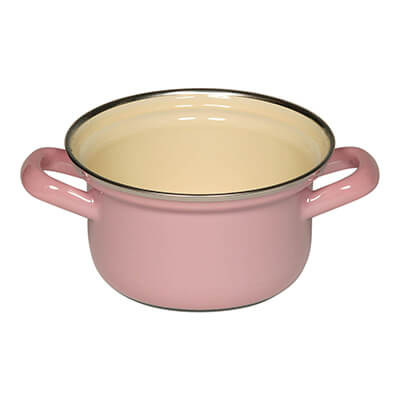 Zur Produktseite von Riess Kasserolle mit Chromring ohne Deckel rosa, 12 cm - 0,5 l Riess Kasserolle mit Chromring ohne Deckel rosa, 12 cm - 0,5 l