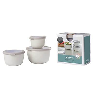 Mepal Multischüssel Set Cirqula rund nordic white, hoch - 500 ml, 1000 ml, 2000 ml