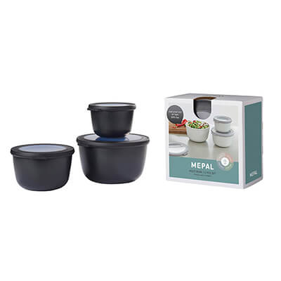 Mepal Multischüssel Set Cirqula rund nordic black, hoch - 500 ml, 1000 ml, 2000 ml