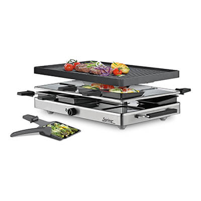 Spring Raclette Classic mit Alugrillplatte für 8 Personen, Edelstahl