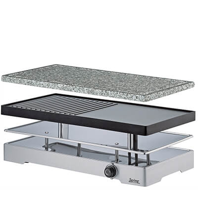 Spring Raclette 8 Classic Duo - Raclette mit Alugrillplatte & Granitstein