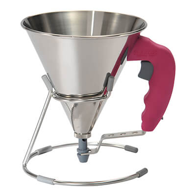 De Buyer Mini Fondanttrichter Kwik mit Untersatz 0,8l, pink
