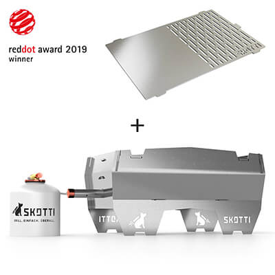 Skotti mobiler Gasgrill inkl. Plancha Edelstahlrost