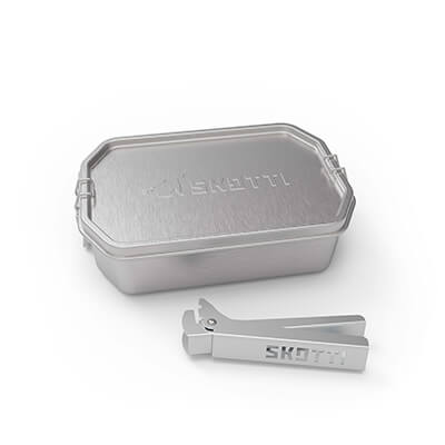 Skotti Boks - Edelstahl-Box mit Zange aus Aluminium, 1 Liter