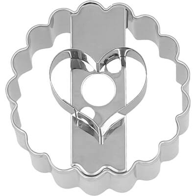 Ausstechform Linzer Herz doppelseitig nutzbar mit Banderole 5 cm von Birkmann