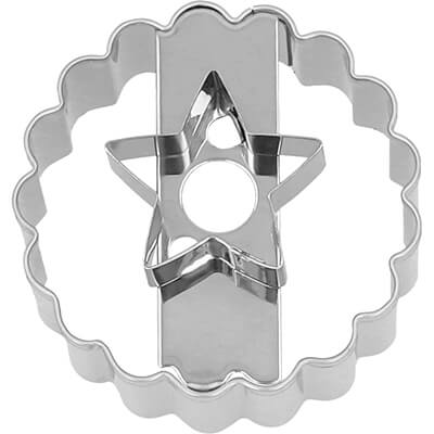 Ausstechform Linzer Stern doppelseitig nutzbar mit Banderole 5 cm von Birkmann
