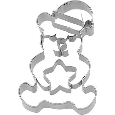 Ausstechform Weihnachtsteddybär mit Stern & Innenprägung 7 cm von Birkmann