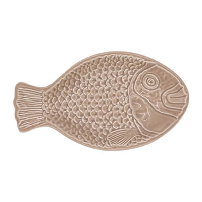 Fischplatte Beige aus Keramik, klein - 3 x 13,5 x 23,5 cm von Vista Portuguese