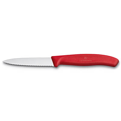 Victorinox Gemüsemesser Swiss Classic 8 cm mit Wellenschliff, Griff rot