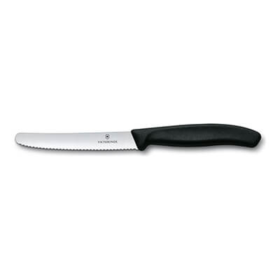 Victorinox Tomaten- & Tafelmesser Swiss Classic rund 11 cm mit Wellenschliff, Griff schwarz