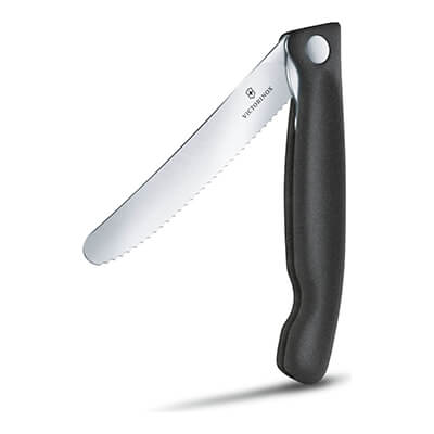Victorinox Gemüsemesser Swiss Classic klappbar 11 cm mit Wellenschliff, Griff schwarz