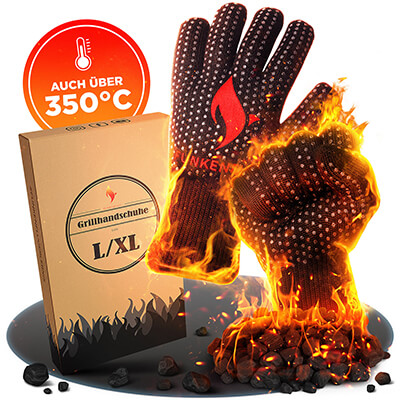 Zur Produktseite von Grillhandschuhe Gr. L/XL feuerfest & hitzebeständig von Funkenflug Grillhandschuhe Gr. L/XL feuerfest & hitzebeständig von Funkenflug