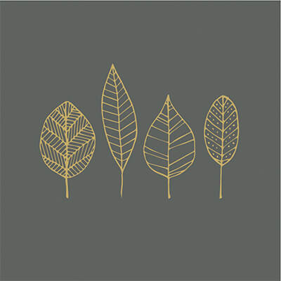 Servietten Pure Gold Leaves anthracite 25 x 25 cm von ppd