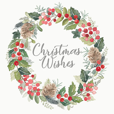 Servietten Merry Wreath white 25 x 25 cm von ppd