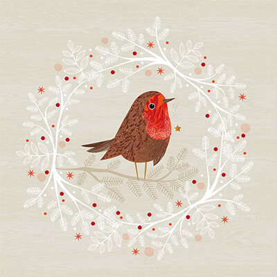 Servietten Robin Wreath 33 x 33 cm von ppd
