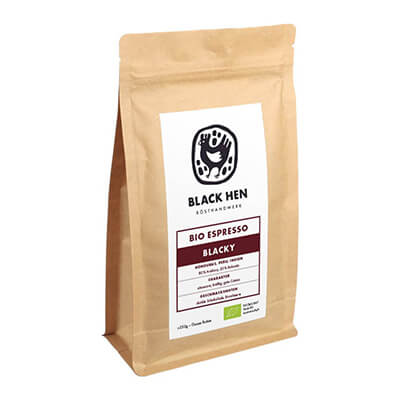 Zur Produktseite von Bio Espresso Blacky Bohnen von Black Hen, 500 g Bio Espresso Blacky Bohnen von Black Hen, 500 g