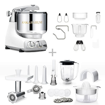 Ankarsrum Küchenmaschine Assistent Deluxe Set, glossy white