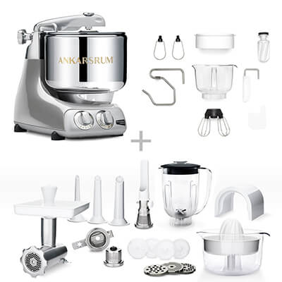 Ankarsrum Küchenmaschine Assistent Deluxe Set, jubilee silver