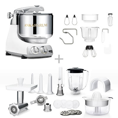 Ankarsrum Küchenmaschine Assistent Deluxe Set, mineral white