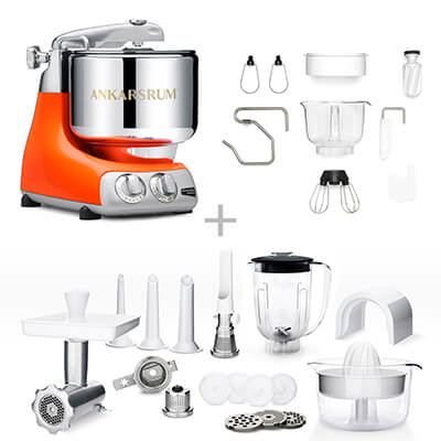 Ankarsrum Küchenmaschine Assistent Deluxe Set, pure orange