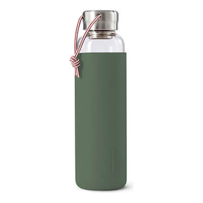 Glas-Wasserflasche oliv, 600 ml von black + blum